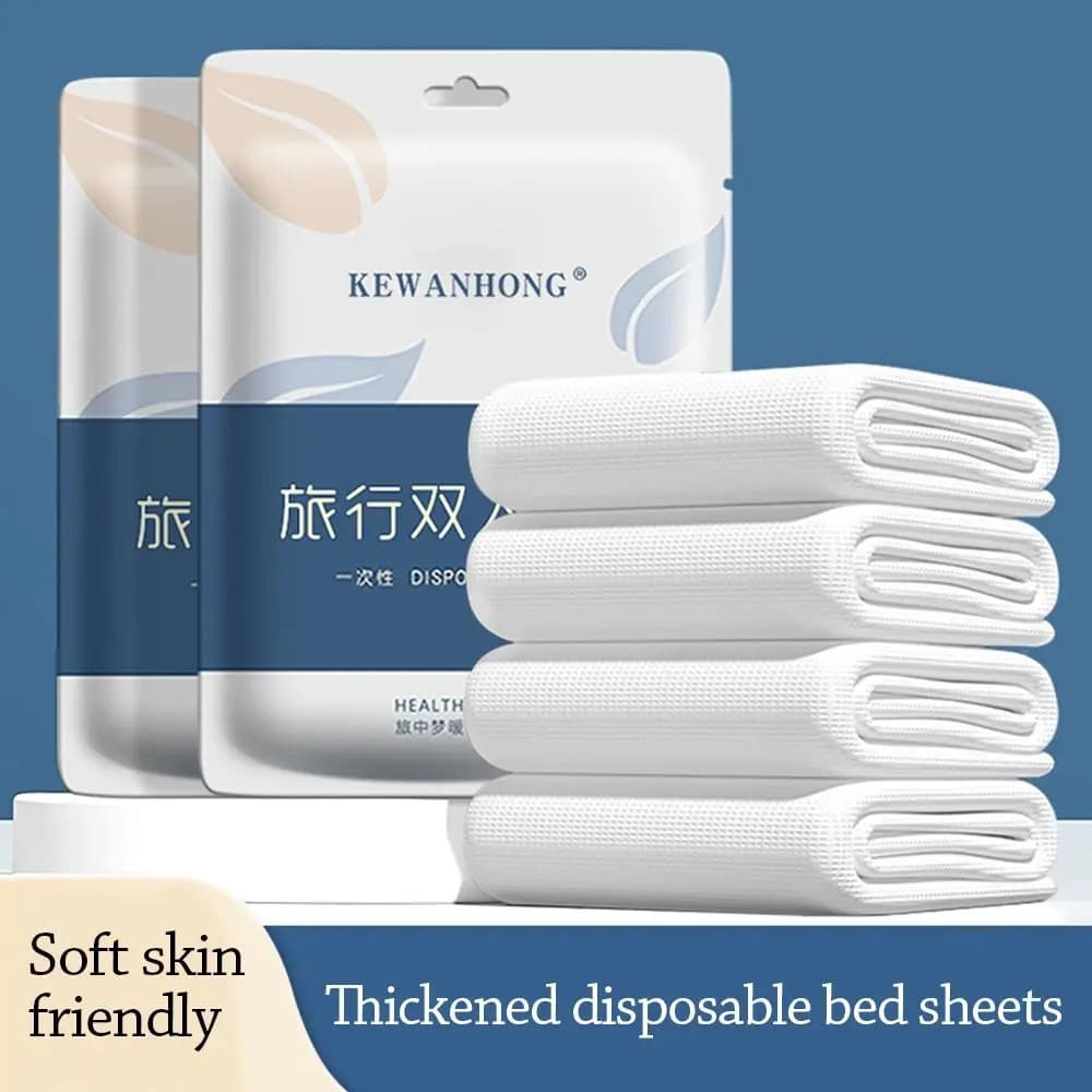 3 / 4-Piece Disposable Bed Sheet Dirty Proof Bedding Set Sleeping Bag Quilt Cover Thickened Non-Woven Duvet Cover Pillowcase