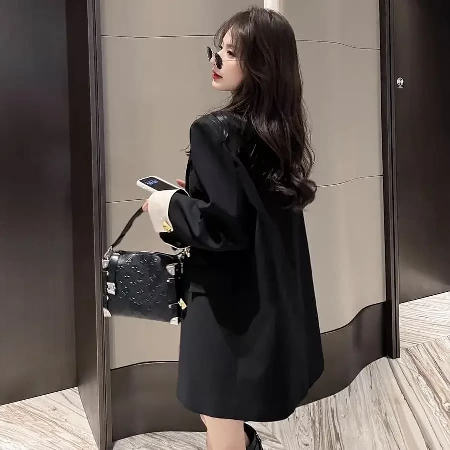 Long Solid Blazer Jacket for Women