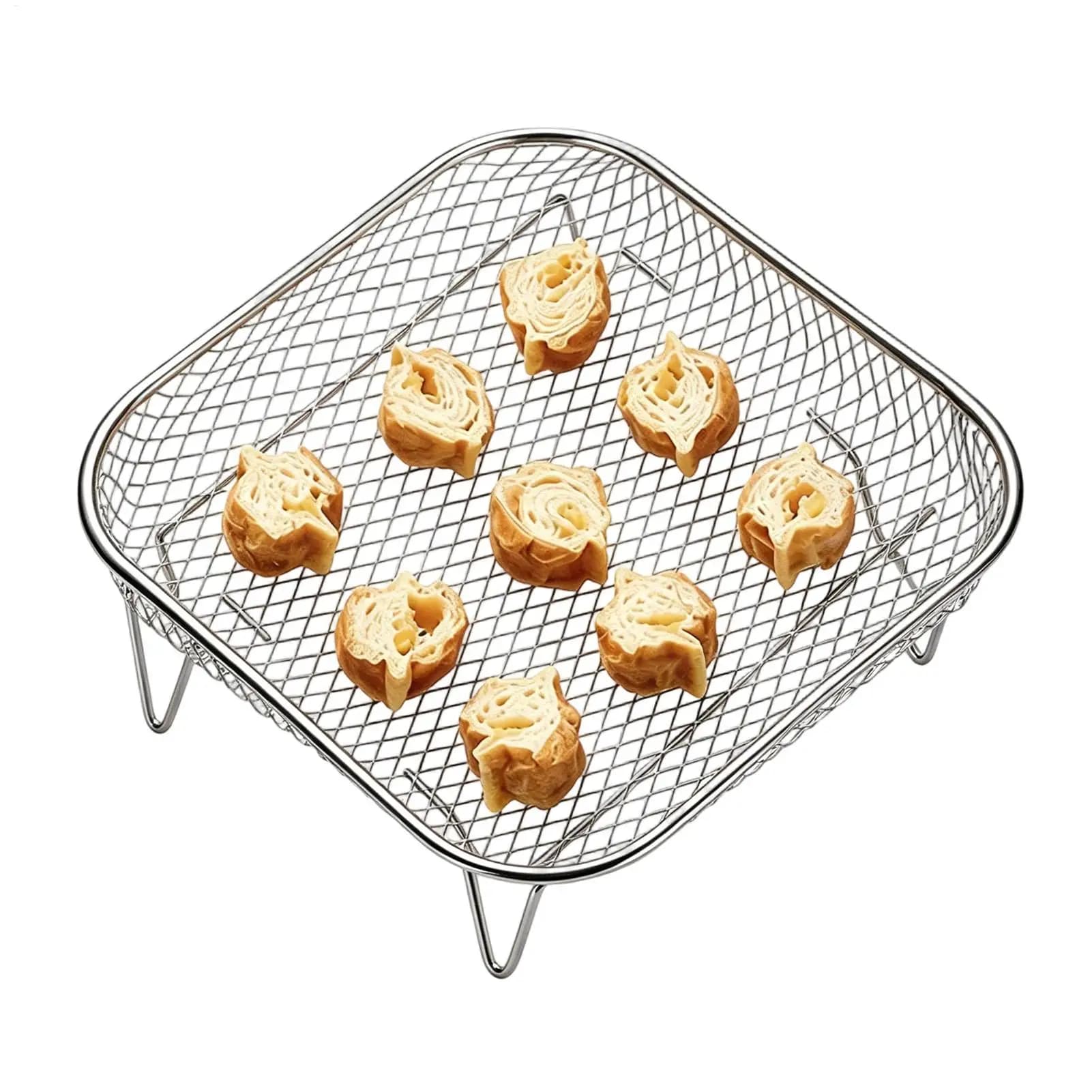 Air Fryer Universal Accessories Metal Oven Air Fryer Racks For Baking Stackable Grill Skewer Rack Fit All Airfryer 4.2Qt - 5.8Qt
