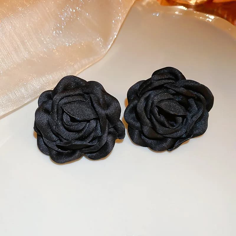 4 Pcs Jewelry Sets for Women Fabric Flowers Necklace Bracelet Earrings French Fashion Retro Style Girl Party Accessories Set