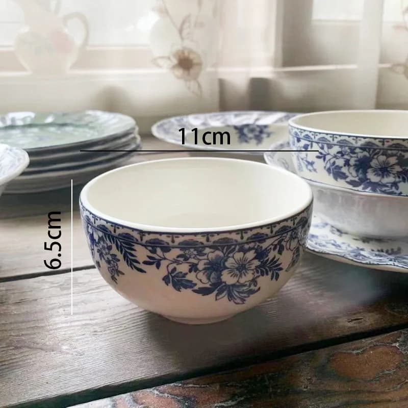 Blue and White Ceramic Dinner Plate Set
