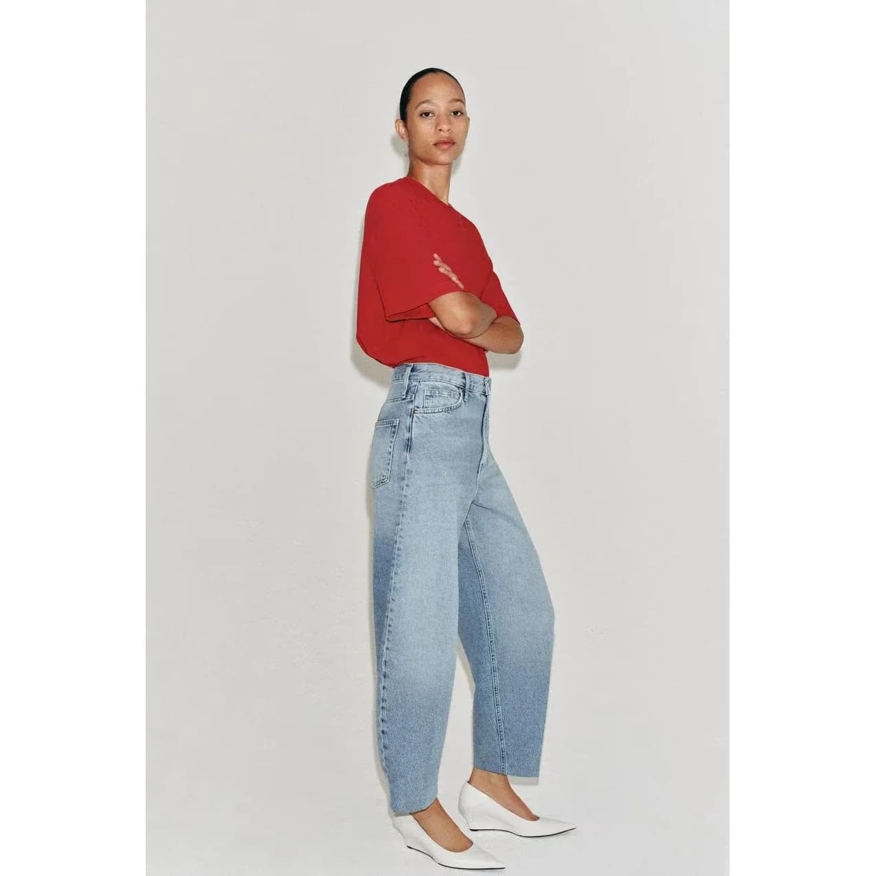 High Waist Tapered Denim Jeans