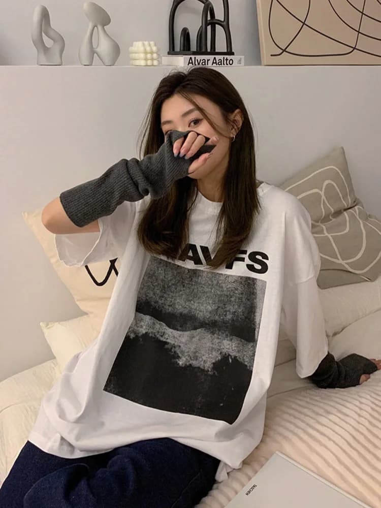 Women's T-shirts Creative Fashion White T Shirt Female Summer Tee Shirt Short Sleeve  Harajuku Streetwear