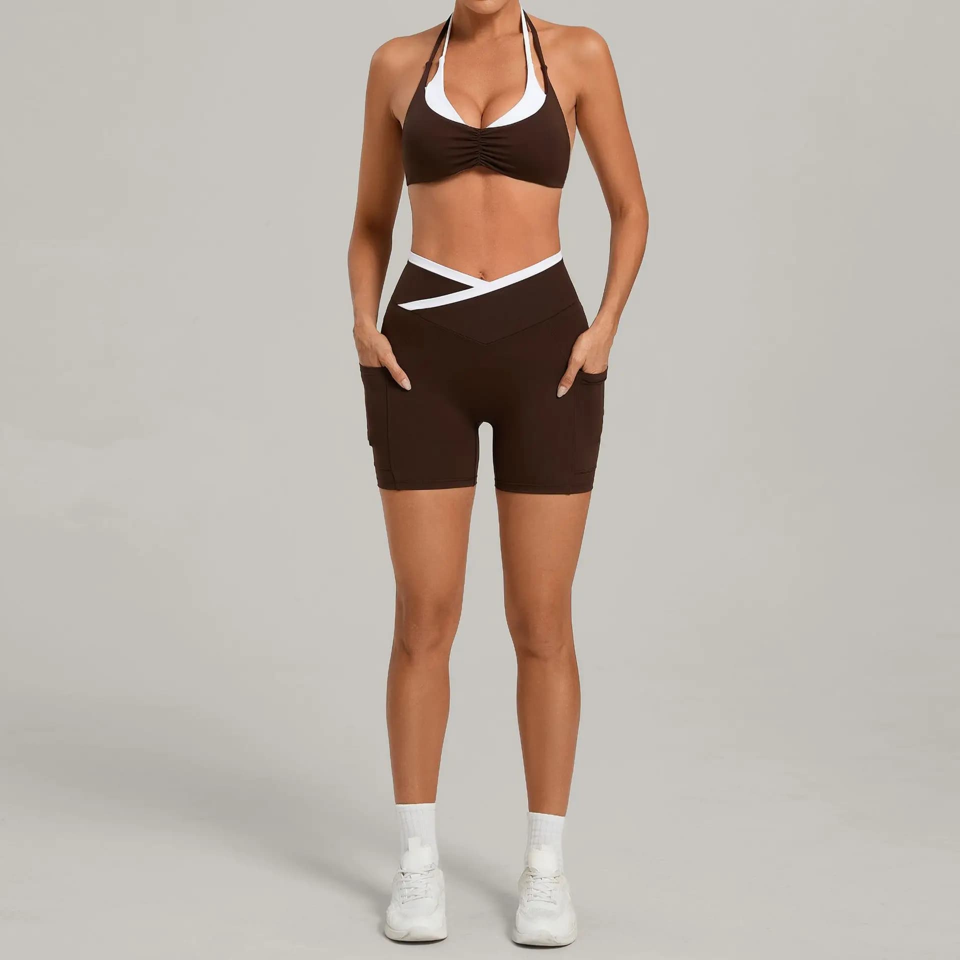 Women's Backless Halter Yoga Set