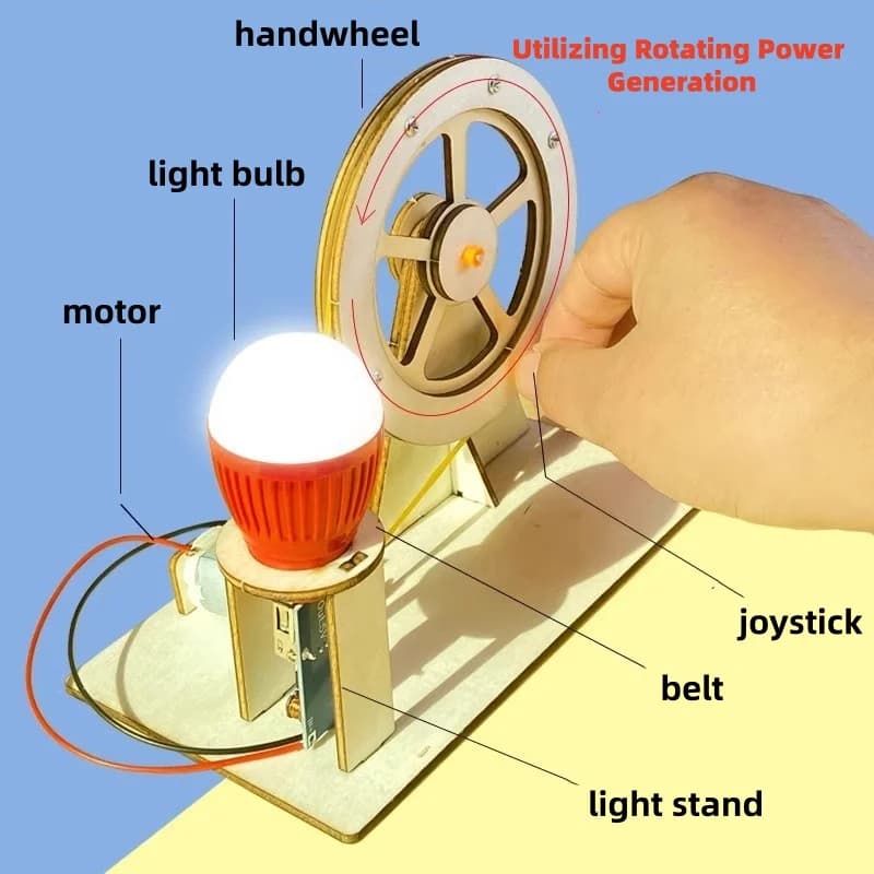 Hand Cranked Generator DIY Handmade Physics Tech Kit Materials Science Experiment STEAM Educational Learning Aids Gift Adults