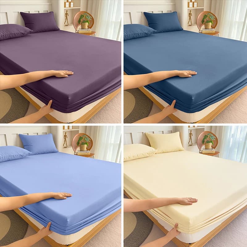 Fitted Bed Sheet With Elastic Band Solid Color