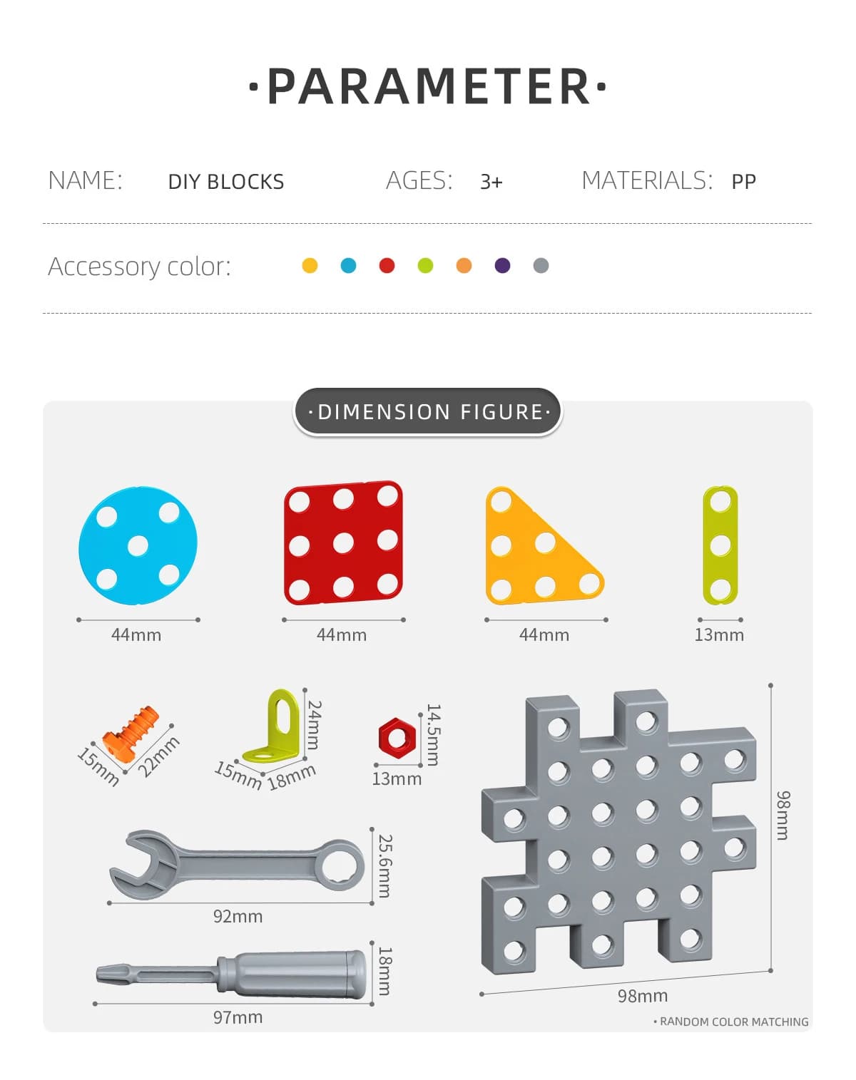 DIY Building Blocks Set with Tools and Storage