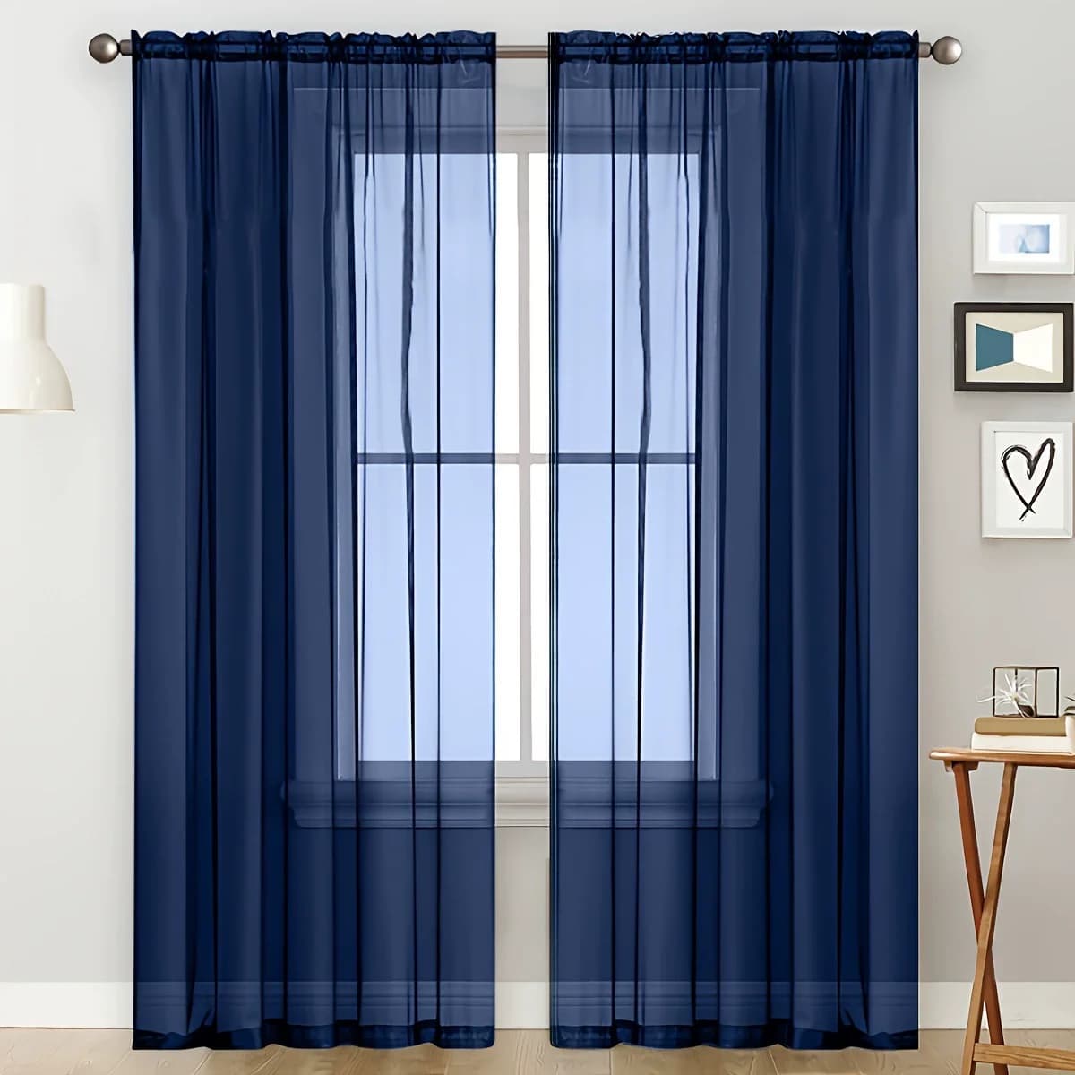 Sheer White Curtains, 2 Panels