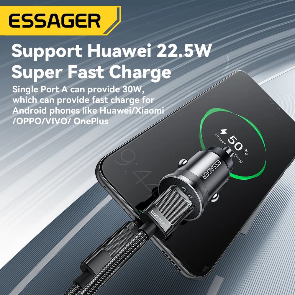 Dual Port Car Charger Fast Charging 45W