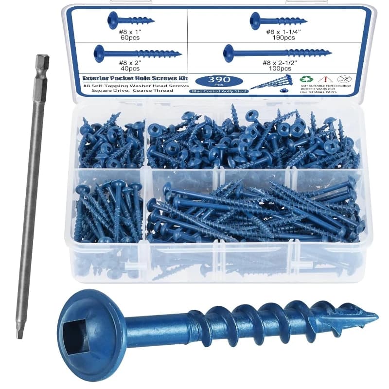 Pocket Hole Screws Assortment Kit 390-Piece