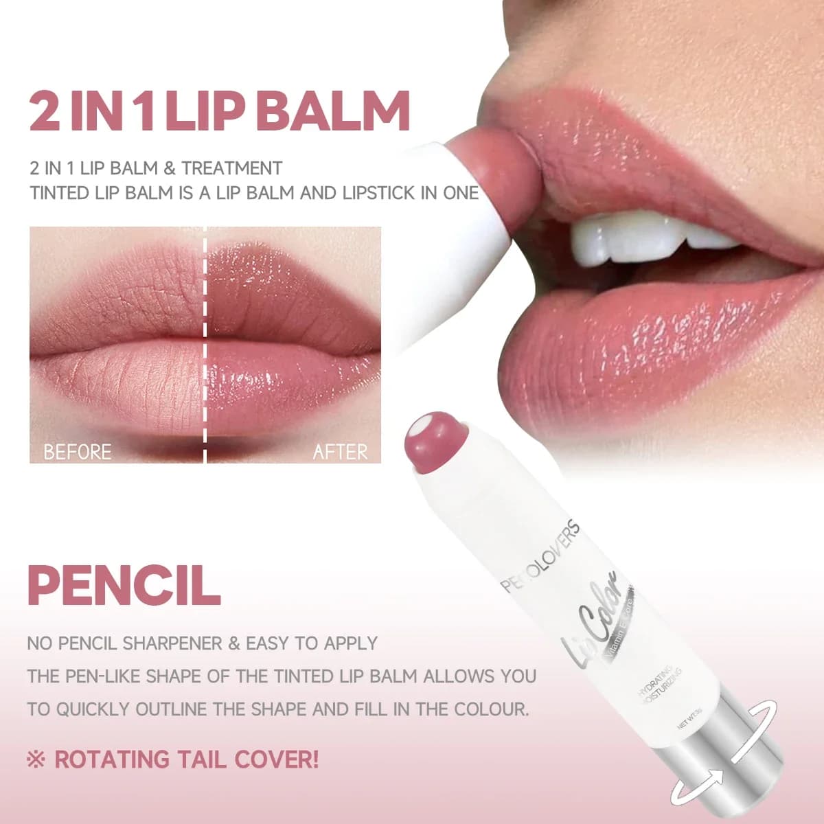 2-in-1 Nude and Red Lipstick with Balm