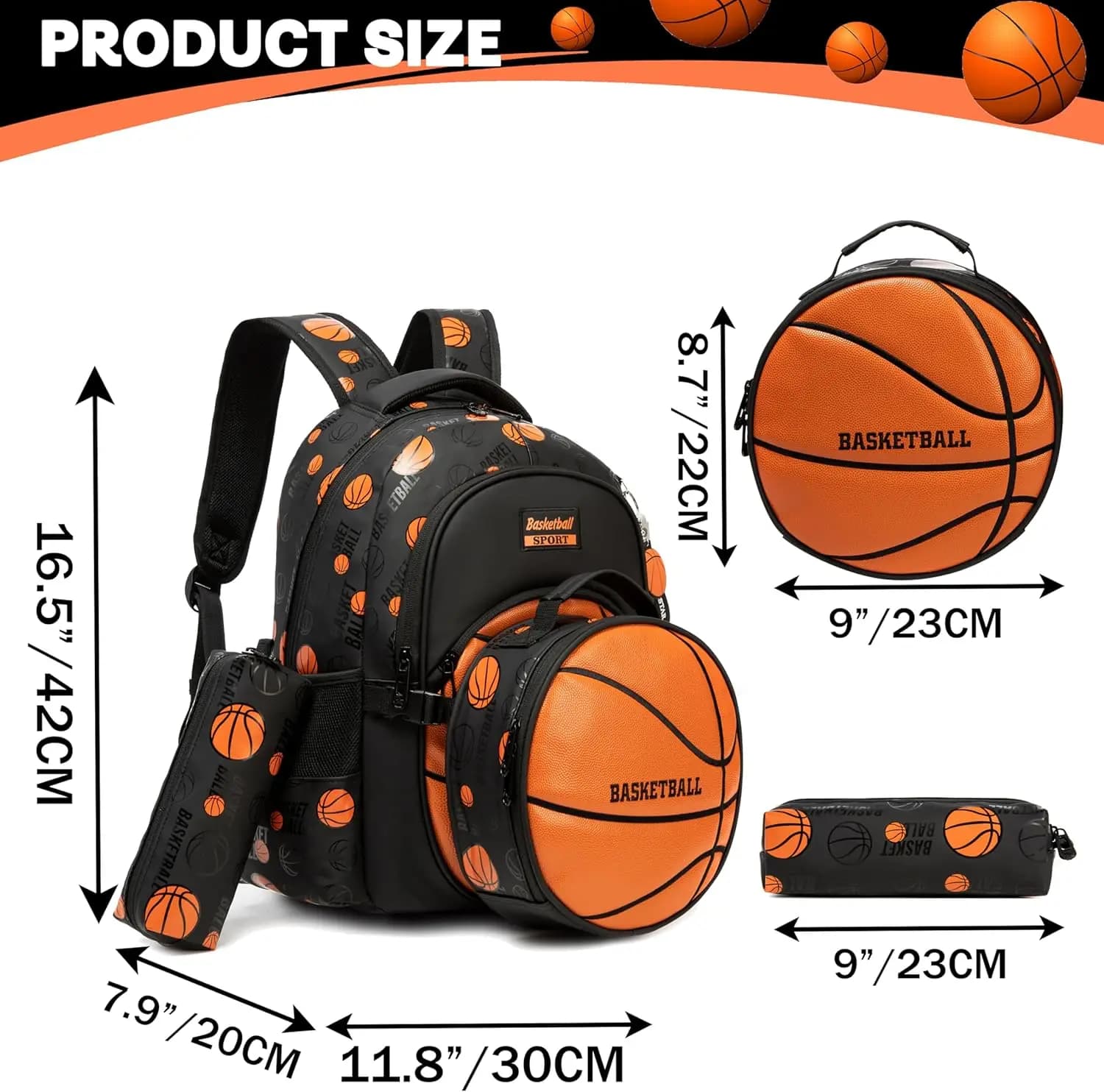 Boys School Backpack Set with Lunch Box and Pencil Case
