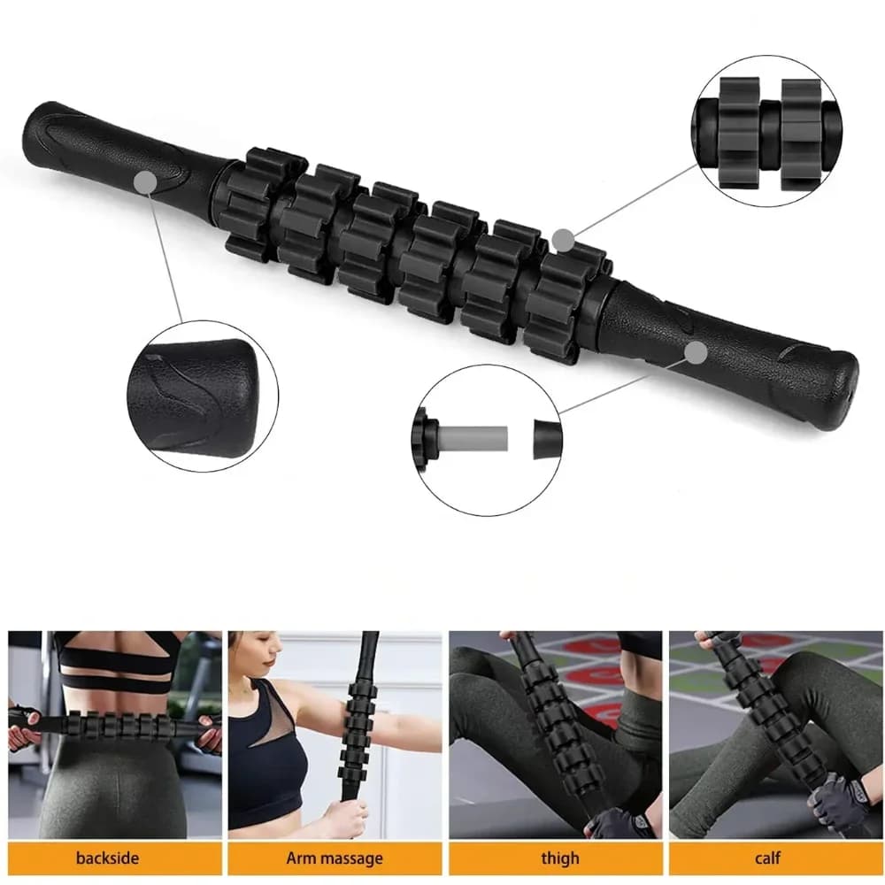 6 IN 1 Yoga Training Tools, Foam Roller, Massage Stick, Tension Band and 2 Massage Balls for Fitness, Yoga, Pilates Yoga Roller