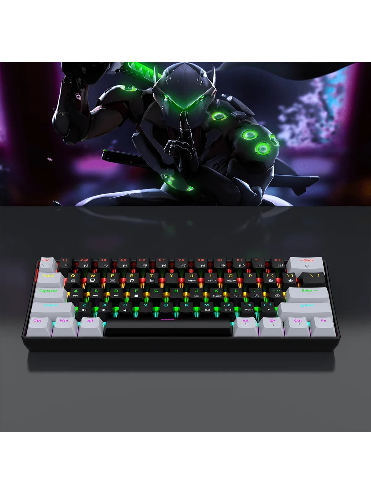 60% Wired Gaming Mechanical Keyboard RGB Backlit Ultra Compact Mini Layout for PC/Mac Gamers And Typists Easy Travel Design