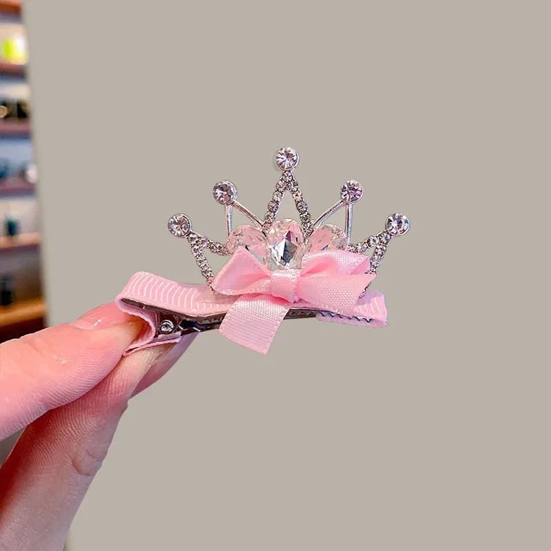 Dog and Cat Hair Clips Crown Bow Multicolor