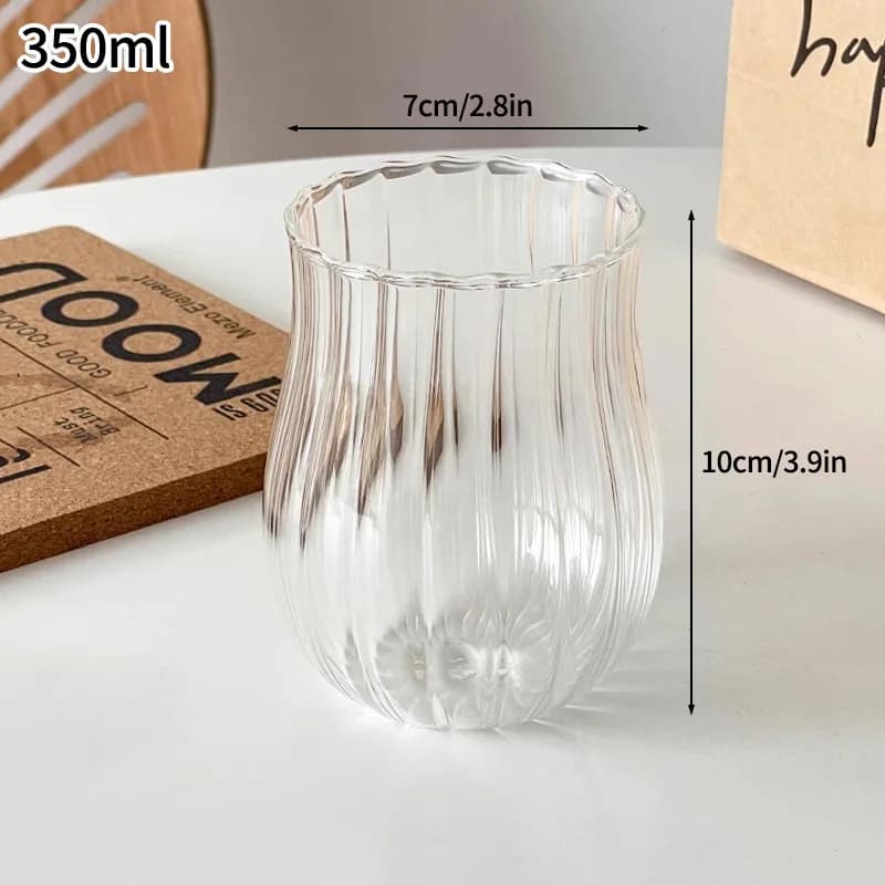 Ribbed Glass Drinking Cups