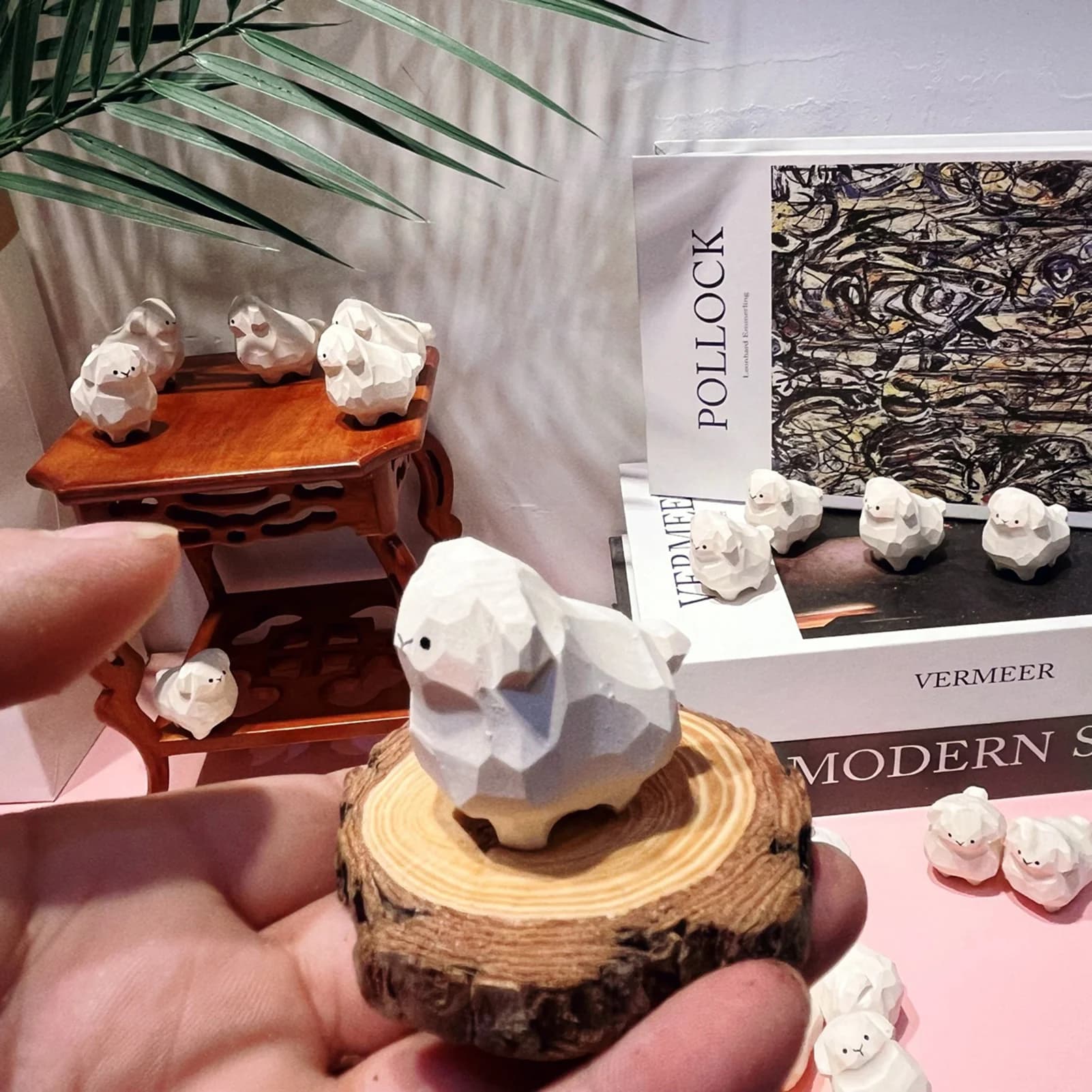 Handmade Wooden Sheep Ornament