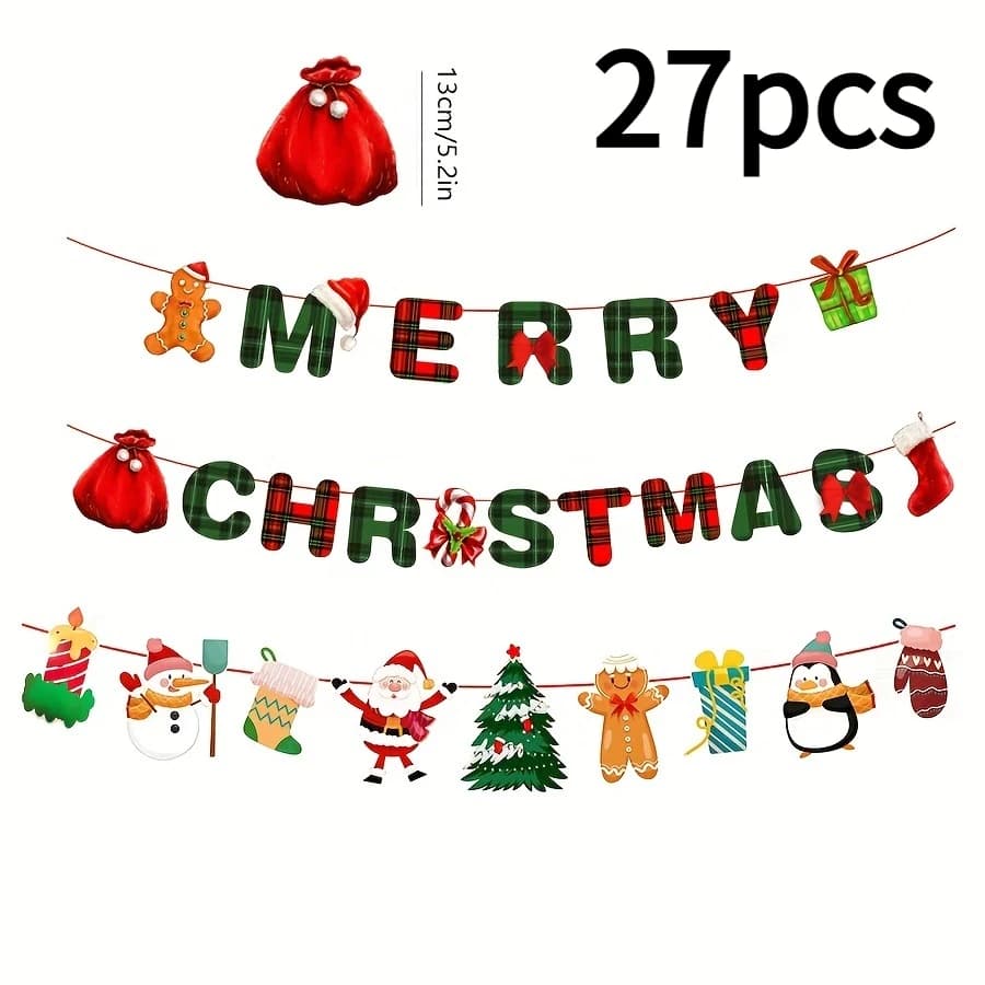 1 Set Christmas Party Decoration-Merry Christmas Banner and Holiday Background Decorations,Festive Hanging Ornaments for Home.