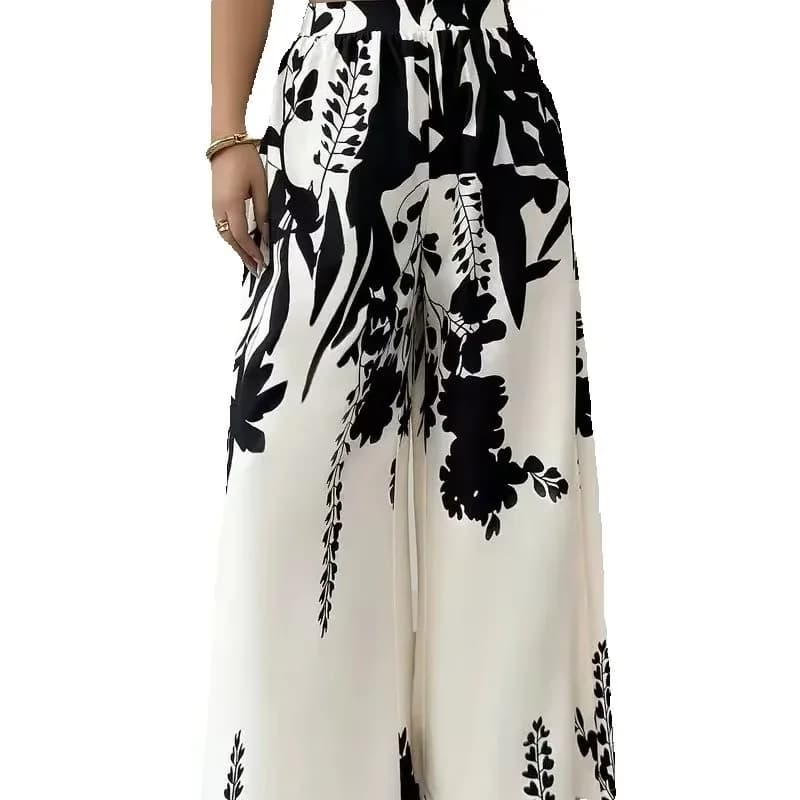Black and White Floral Long Sleeve Ruffled A-Line Dress