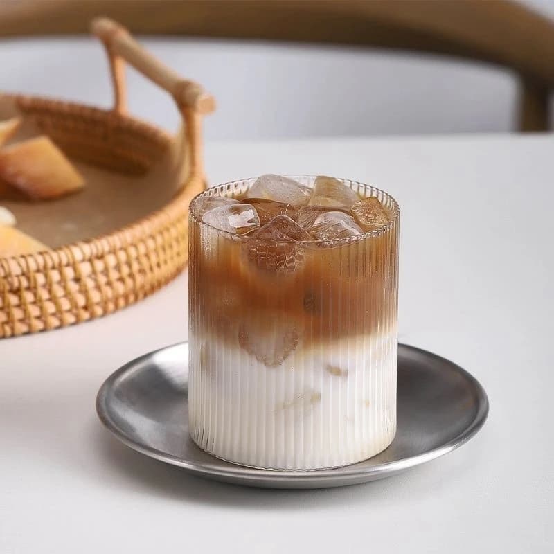 Ribbed Glass Drinking Cups