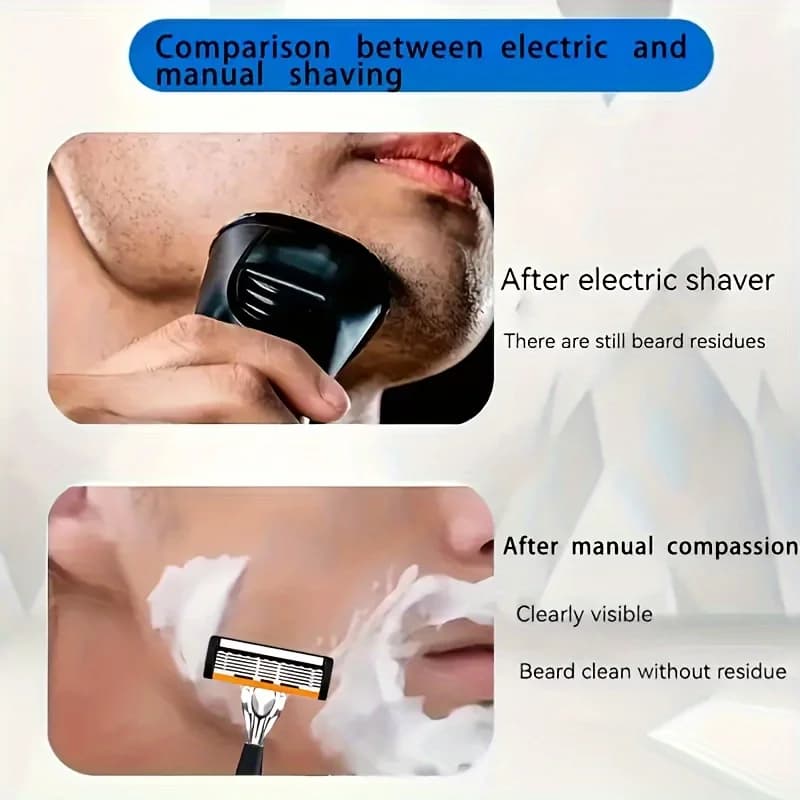 6-Blade Manual Razor with Non-Slip Grip
