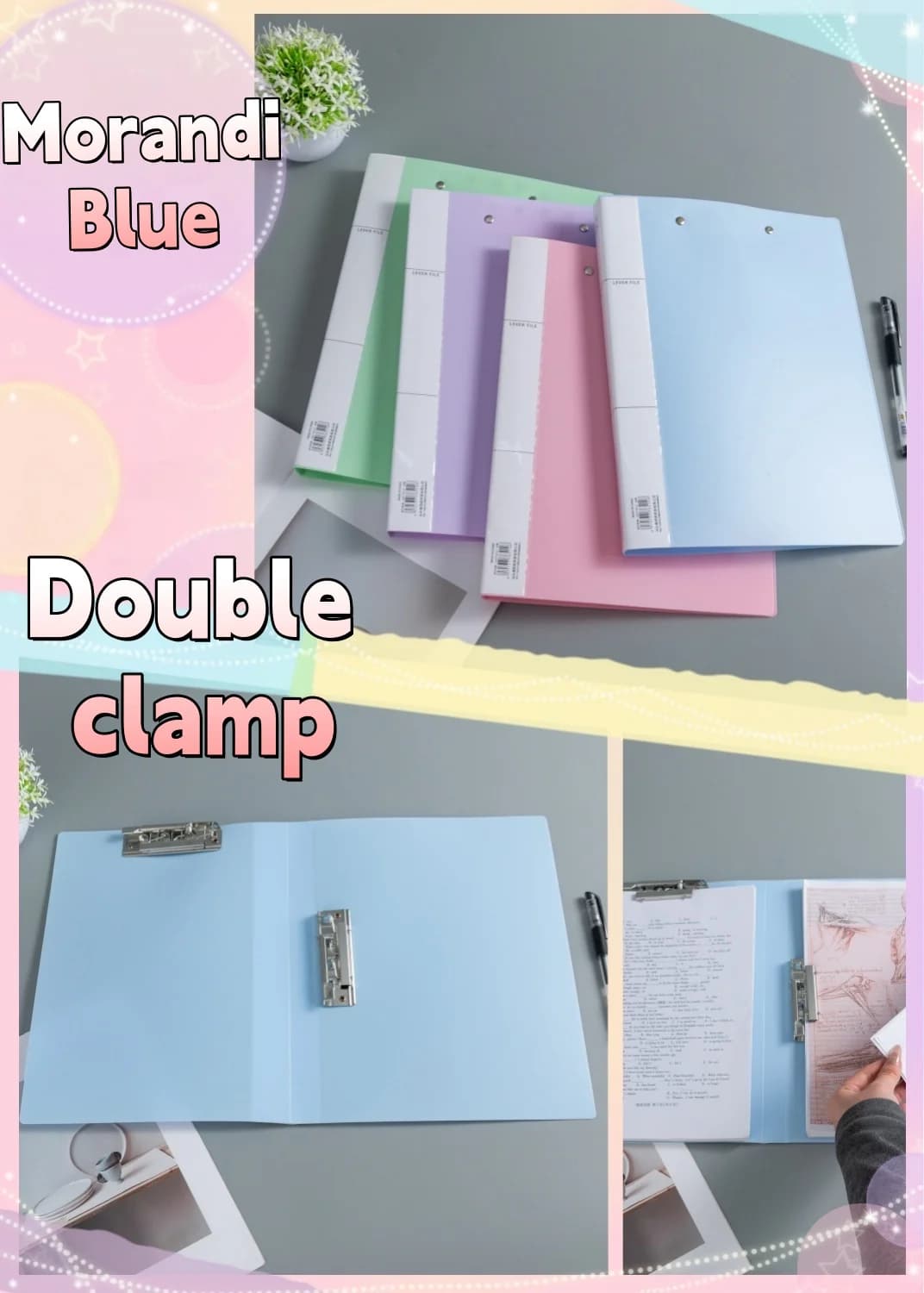 Double Compartment A4 File Folder with Press Clip