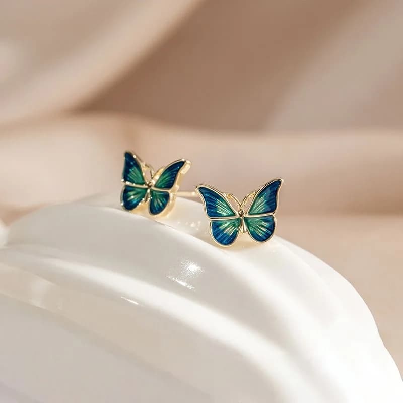 Enamel Butterfly Stud Earrings