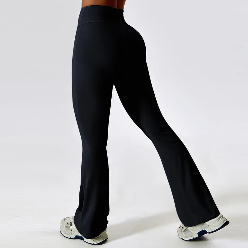Sexy Flared Leggings Women's Running Pants Scrunch Butt Trousers Cross Waist Sports Tights Woman Wide Leg Fitness Workout Legins