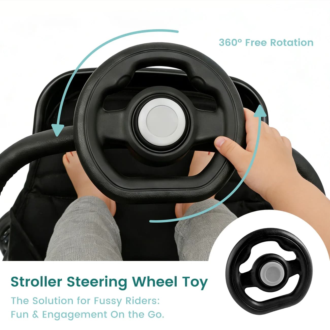 Baby Stroller Steering Wheel with Blanket Clips