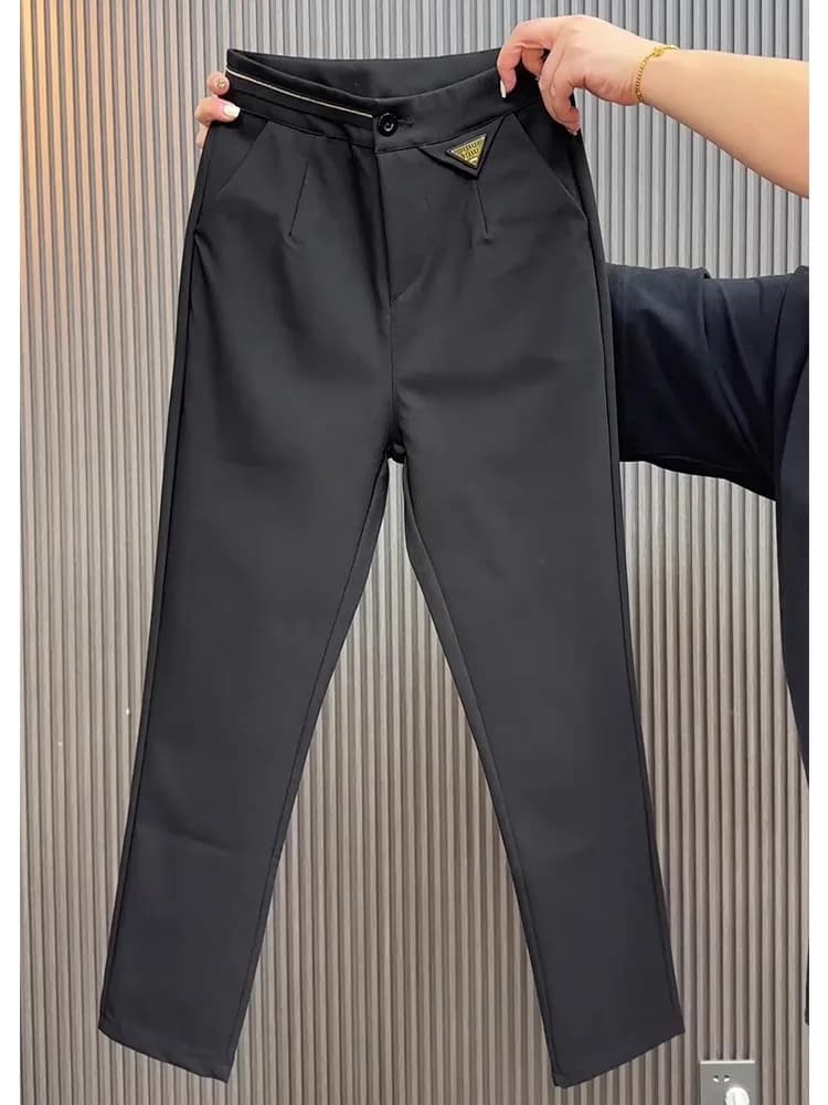 Black Straight-Leg Trousers