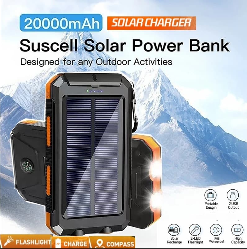 Solar Waterproof Power Bank Fast Charging