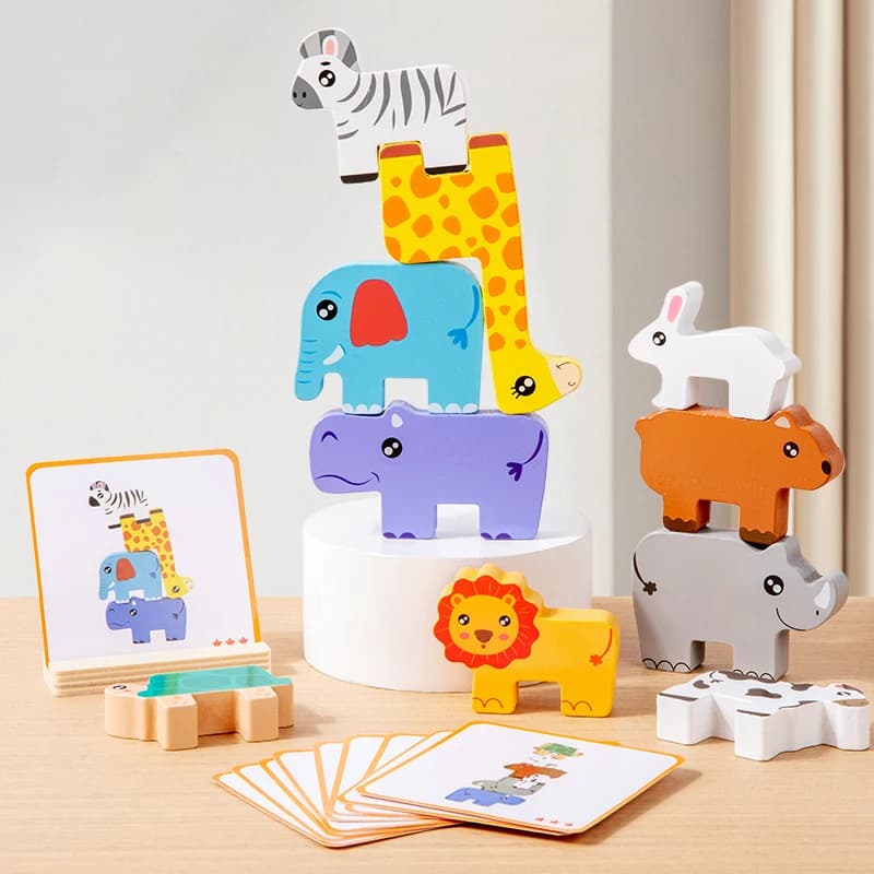 Wooden Animal Stacking Block Balance Puzzle Toy