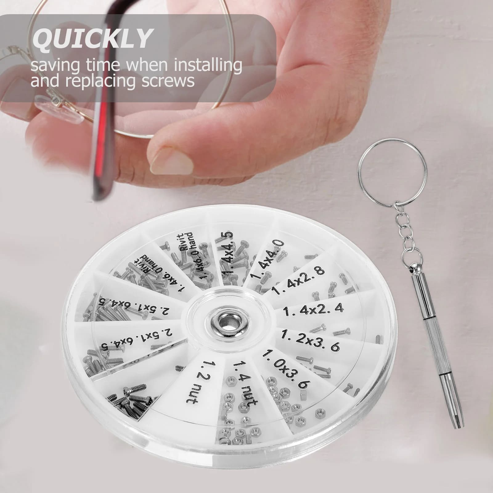 Eyeglass Repair Kit With Screws And Screwdriver