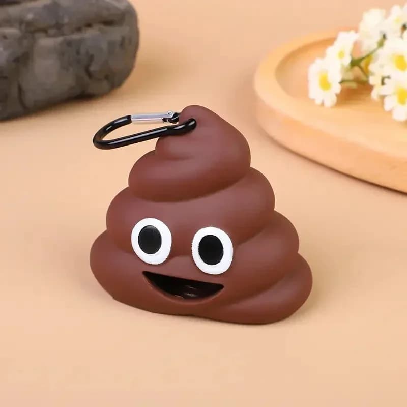 Poop Shaped Waste Bag Holder with Leash Clip