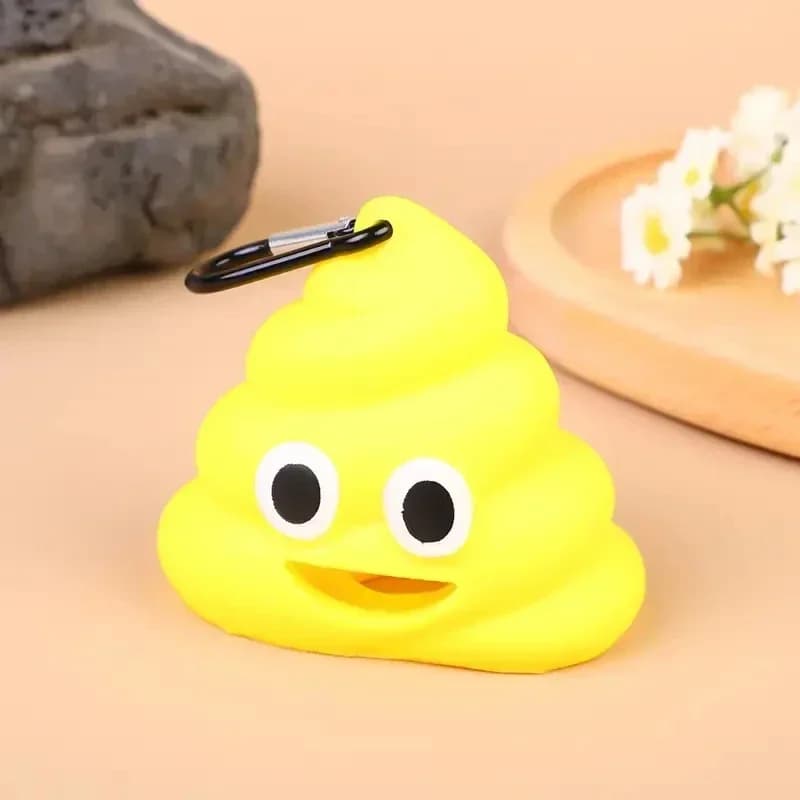 Poop Shaped Waste Bag Holder with Leash Clip