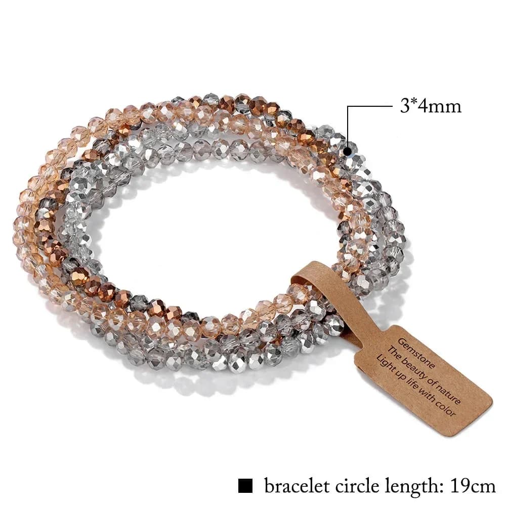 Faceted Glass Bead Stretch Bracelets Set