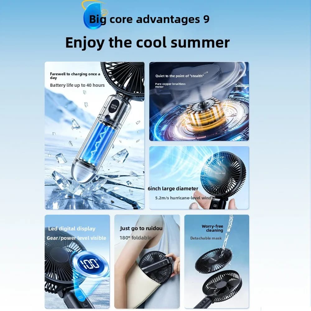 Portable Rechargeable Hand Fan 10000mAh
