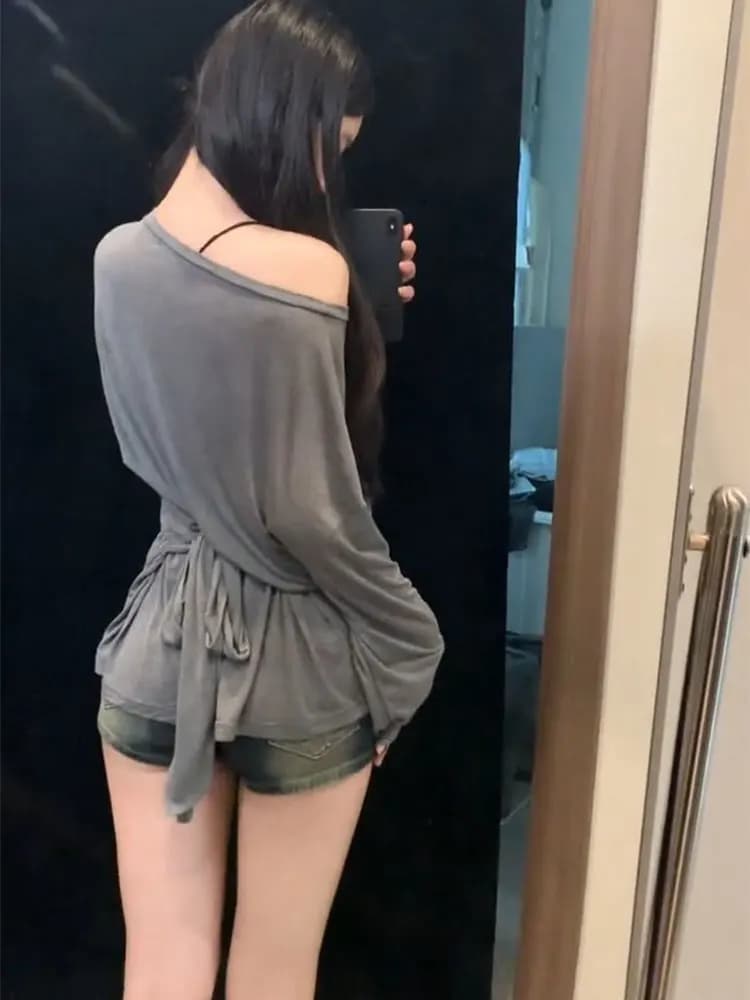 See Through Long Sleeve Oversize T Shirt