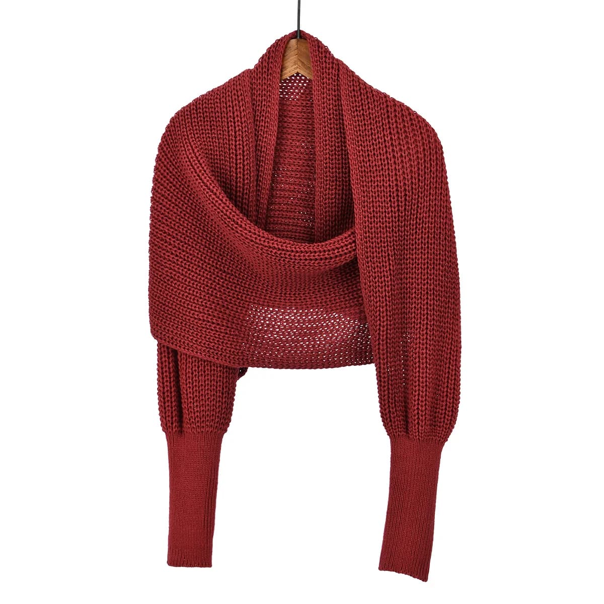 Knitted Shawl Wrap with Sleeves