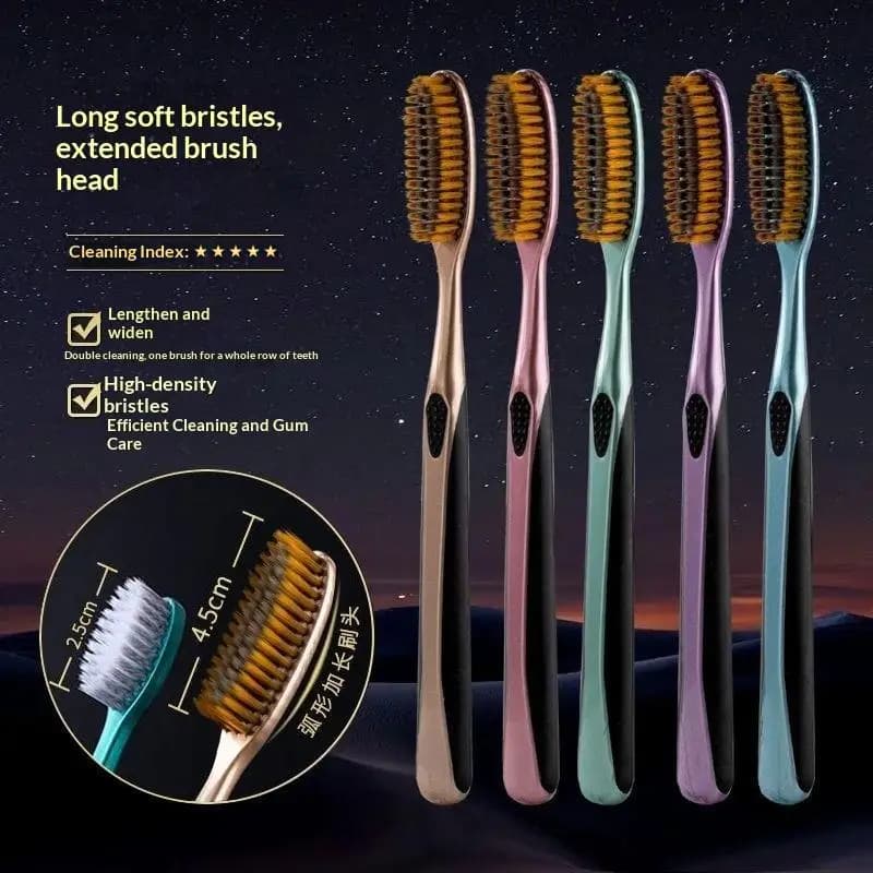 Soft Bristle Toothbrush with Extended Head and Anti-Slip Handle