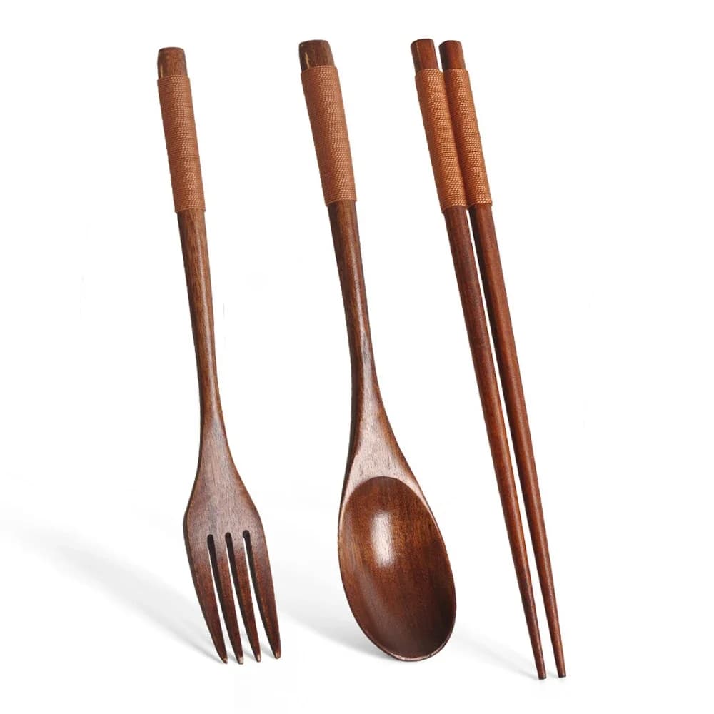 Natural Wood Dinnerware Utensil Set