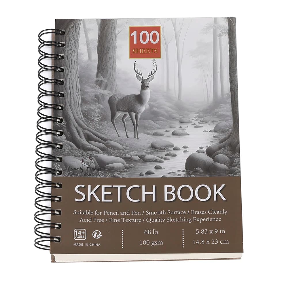 Professional Spiral Sketch Book, Hardback, 100 Sheets