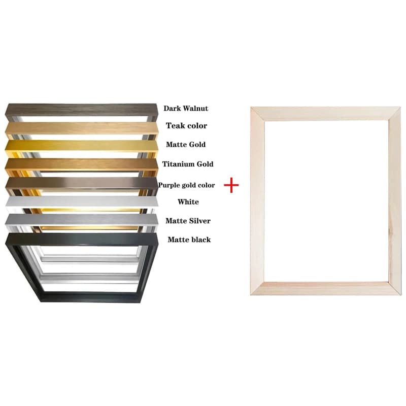 Modern Wall Art Narrow Side Combination of Aluminum Alloy And Wooden Inner Frame Canvas Metal Painting Frame