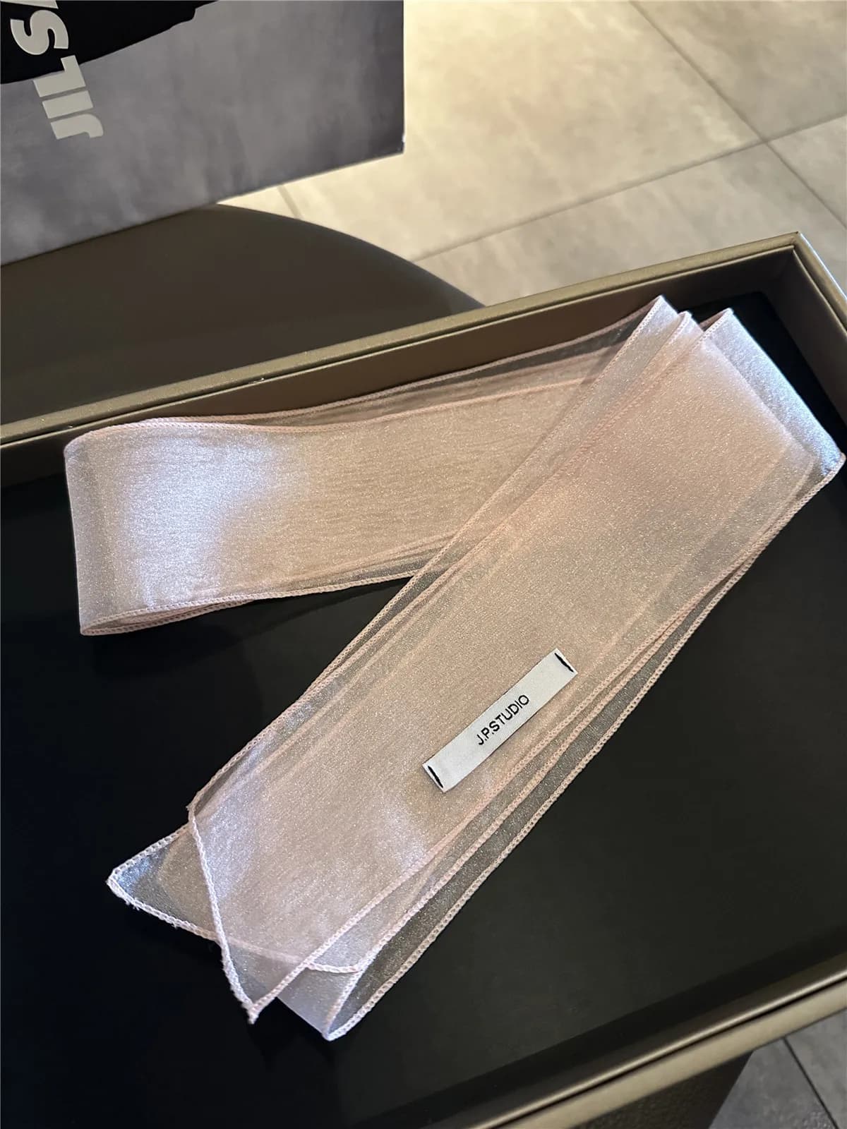 Pearlescent Satin Ribbon Scarf