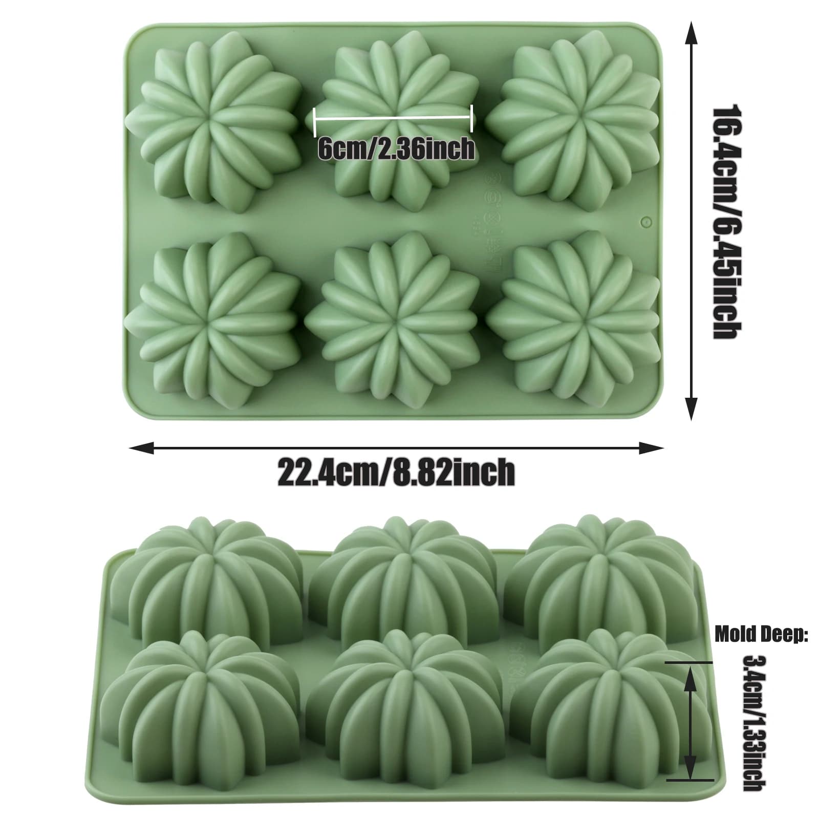 Silicone Flower Baking Mold, 6-Cavity