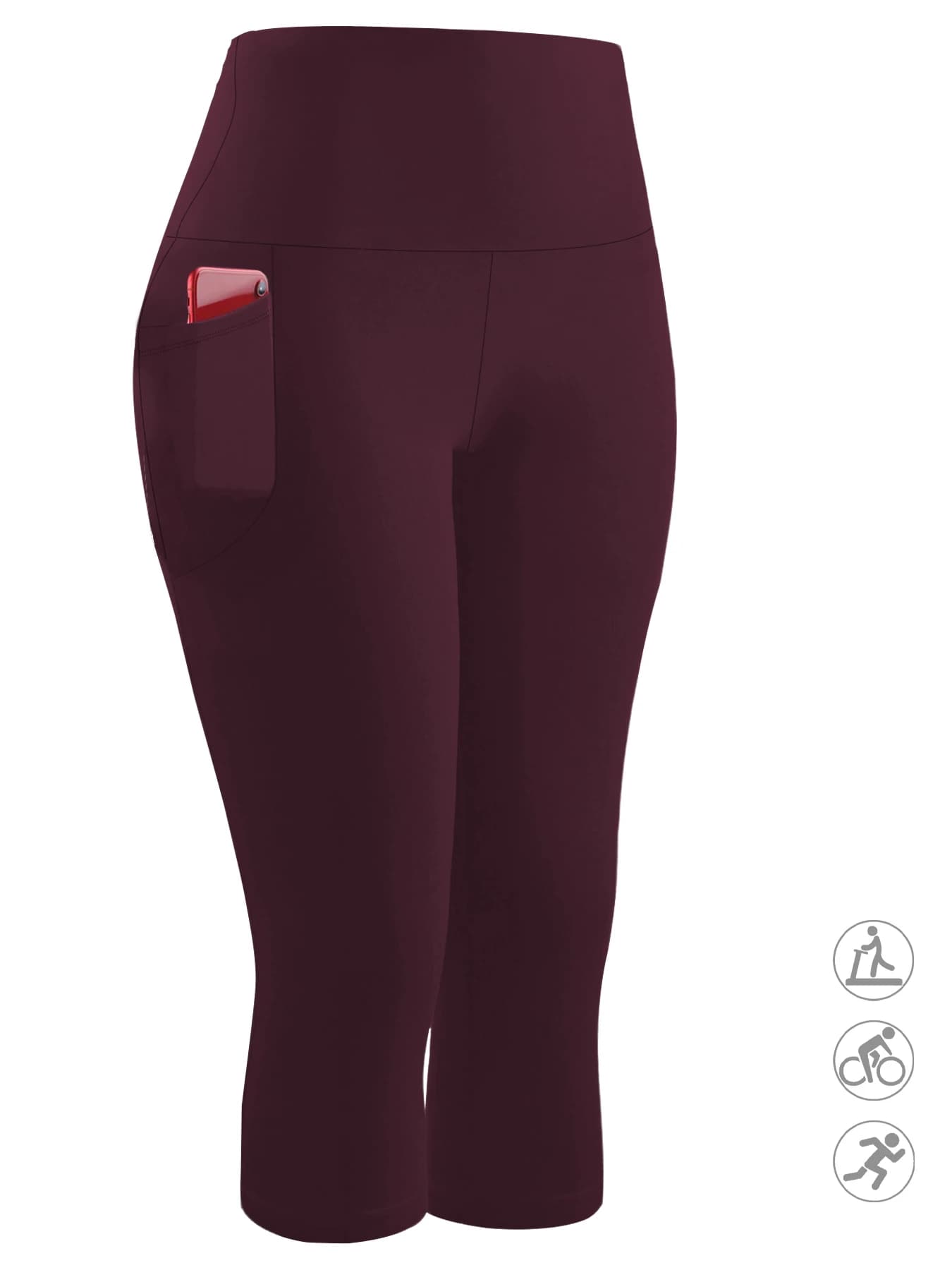 High-Waisted Workout Capri Pants with Pockets