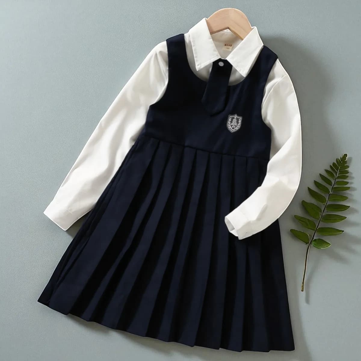 Girls School Uniform Set with Pleated Dress