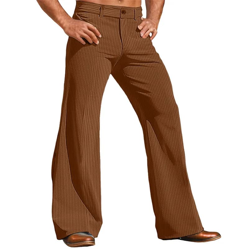 Men's Solid Corduroy Flared Dress Pants