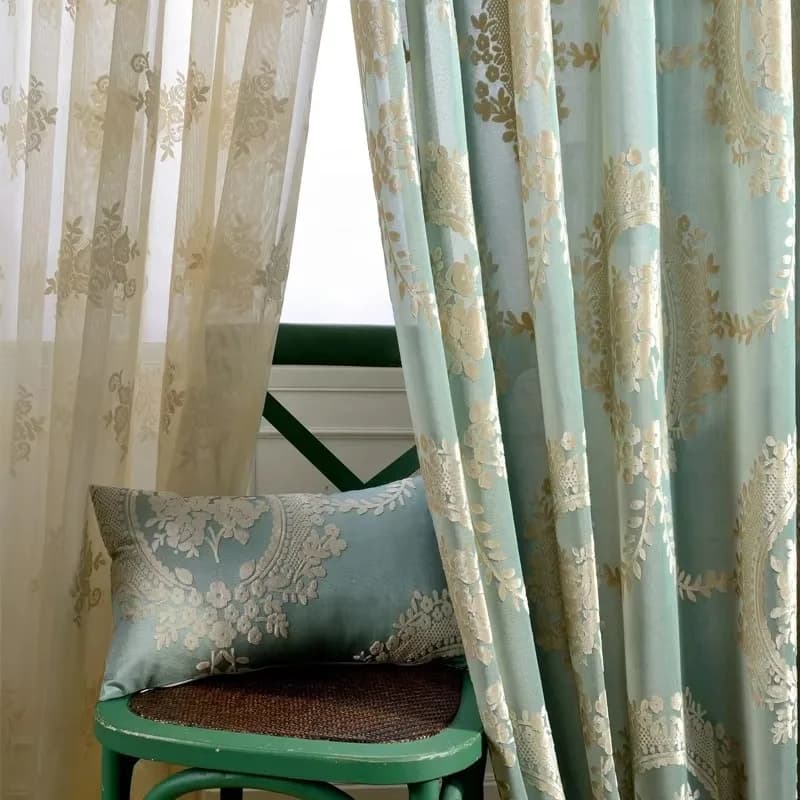 Blackout Curtains Living Room Drapes Shiny Luxury Velvet Curtains Jacquard Curtains