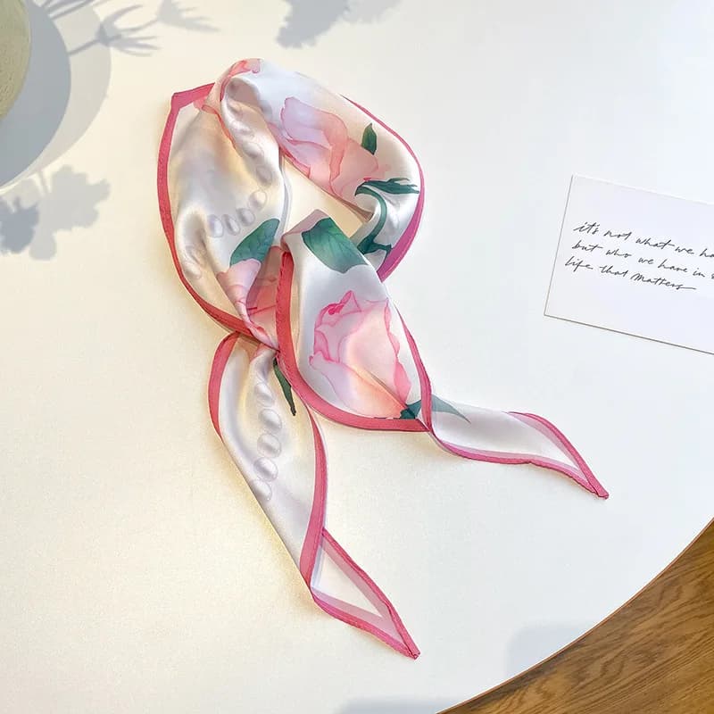 Watercolor Floral Satin Hair Scarf